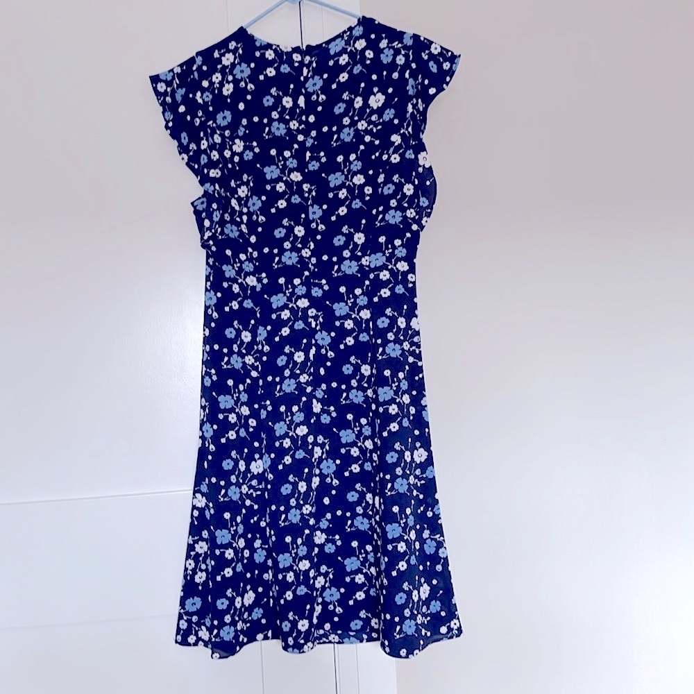 MICHAEL Michael Kors Navy Floral Dress with Ruffle Sleev